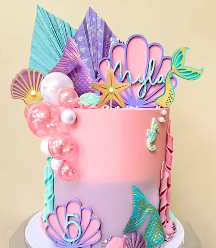 Decoración para tartas de sirena para adornar tartas infantiles y mesas de dulces de cumpleaños 5