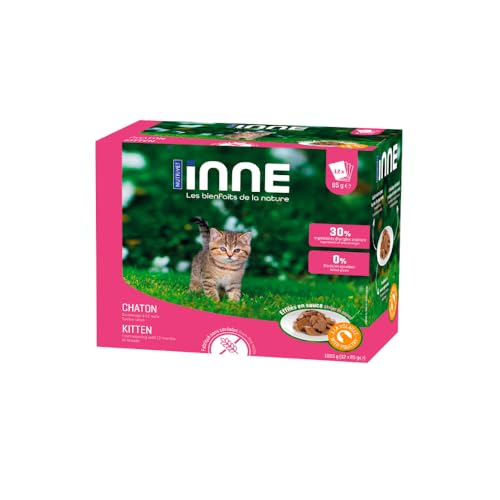 NUTRIVET - INNE Gato - Pouches - Comida húmeda en bolsitas para Gatos - Gatito - Aves - 12 * 85g