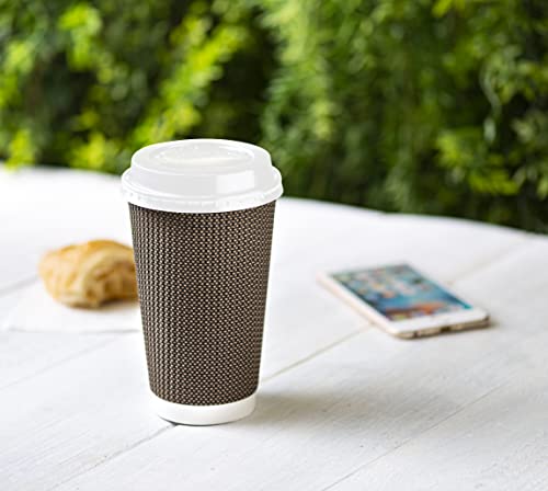 image for GUSTO [100 Count] Disposable Plastic Dome Lids for 10, 12, 16, & 20 oz
