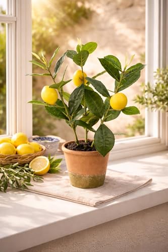 Citronnier artificiel réaliste de 30 cm idéal pour égayer une cuisine ou un salon - 6