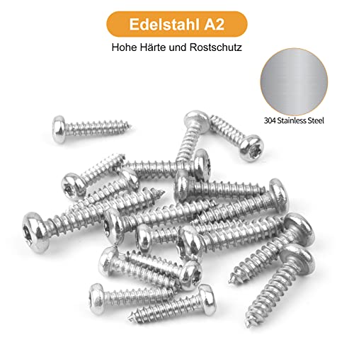 VIGRUE 405 Stück Schrauben Set Rundkopf M3 M3.5 M4, TX Holzbauschrauben aus Edelstahl A2, Blechschrauben Linsenkopf Mit… – Bild 3
