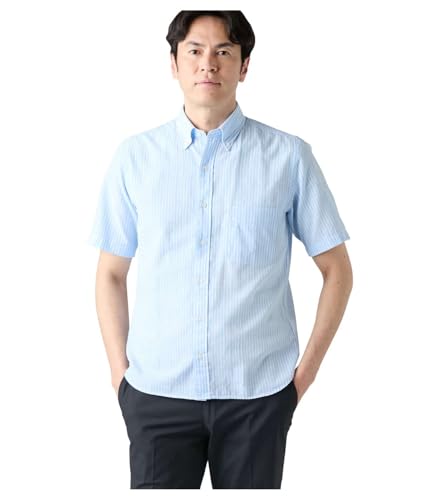 [ニューヨーカー] ショートスリーブ ハケメワッシャーストライプ 半袖ショートボタンダウンシャツ メンズ 16775721 サックス M