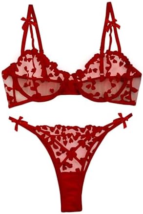 Lilosy Sexy Underwire Cute Push Up Strappy Embroidered Mesh Sheer...