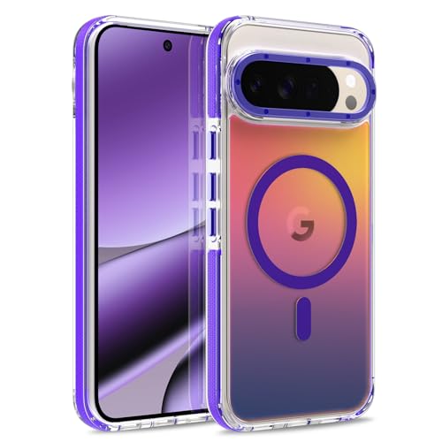 Image of Magnetic Case for Google Pixel 10 Pro XL [Compatible with Magsafe] [Cute Fashion Fluorescent Design] Shockproof Slim Translucent Matte Case for Pixel 10 Pro XL 6.8 inch, Purple