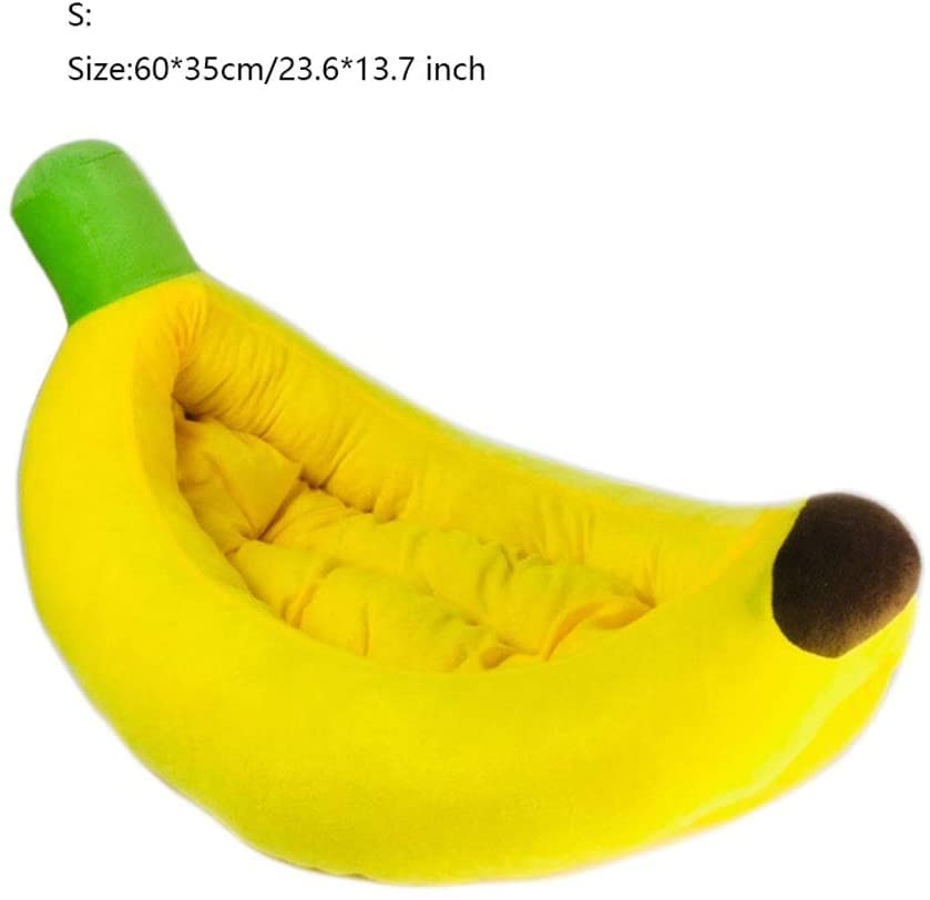 Lit de chien en forme de banane jaune coussin lavable pour chiot et chat