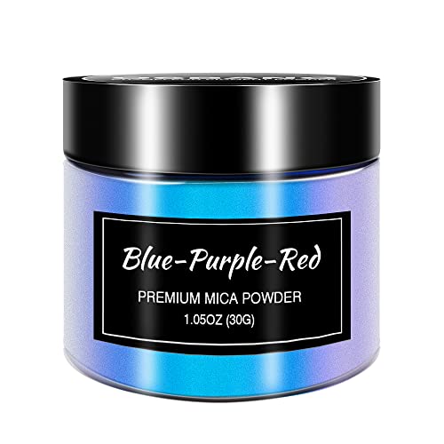 SVECKE Chameleon Mica Powder Color Shift Pigment Powder for Epoxy Resin Painting Soap Making Bath Bombs Candle Making Slime(1oz/Bottle) (Blue)
