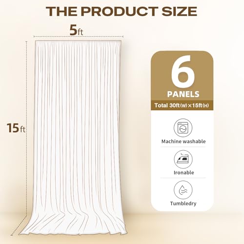 Image of 30ftx15ft Brown Backdrop Curtains for Parties, Wrinkle Free Polyester Brown Photo Backdrop Drapes 6 Panels 15 ft Long Back Drop Cloth for Wedding Birthday Photography Background Party