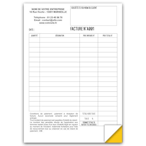 Factures - Commandes - Devis >AUTOCOPIANTES< >PERSONNALISÉES< - Lot de