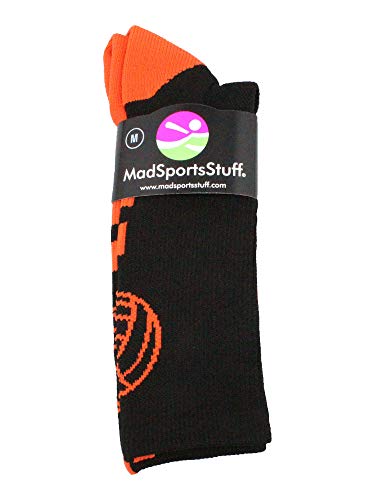 Madsportsstuff Volleyball Logo Crew Socks (Black/Orange, Medium) #TOP1