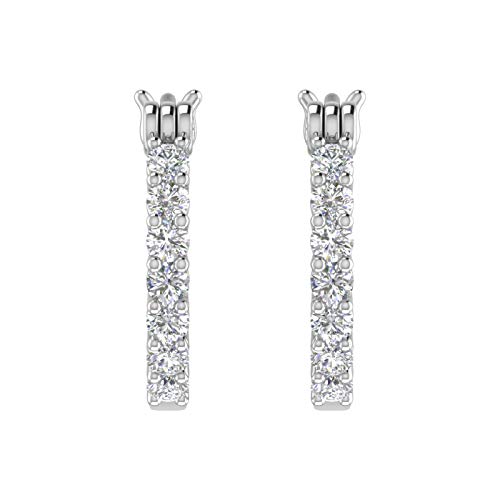 1/4 Carat Diamond Hoop Earrings In 10K White Gold #TOP1