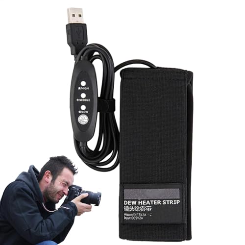 USB DEW Heater Heating Strip - Lens Heater Dew Remover, 3 Levels of Temperature Control | Portable Lens Warmer for Digital Cameras, Telescopes, Viewfinders Prevents Condensation for Clear Vision