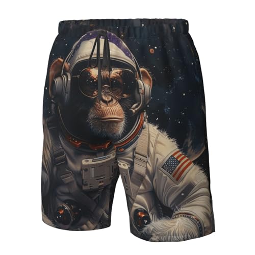 Men's Quick Dry Swim Shorts Monkey Astronaut Stars Fantasy Galaxy Style Beach Trunks with Pockets4