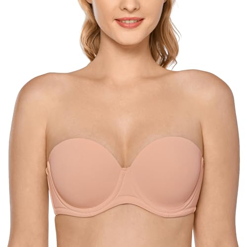 Image of DELIMIRA Women's Lightly Padded Plus Size Strapless Bras | Full Coverage, Underwire, for Large Breasts, Multiway Bra