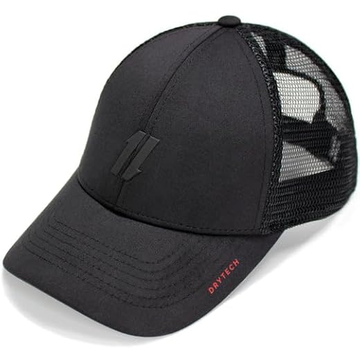 Performance Trucker Hats for Men by King & Fifth | Mens Baseball Hats with Low Profile & Mesh Fabric + Workout Hat, Black, XXL