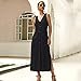 Produktbild OKHGF Damen Cocktailkleider Einreihiges Maxikleid Damen Sommer Lässig V-Ausschnitt Ärmelloses, seitlich geteiltes, lockeres, langes Kleid Elegantes Damen-Tankkleid -Black_XL