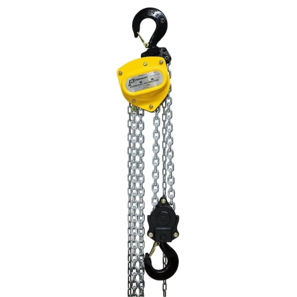 OZ Lifting Hand Chain Hoist by OZ Lifting Products – 13"L x 8.25"W x 18.31"H, Steel, Yellow, Model OZ030-10CHOP