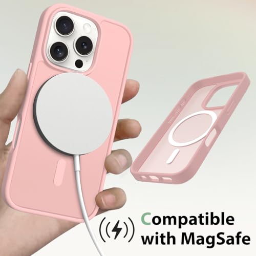Image of for iPhone 16 pro Case [Compatible with Magsafe] Translucent Matte Phone Cover, [10 FT Military Grade Drop Protection] Slim Durable Shockproof Protective Bumper (Pink Magnetic, iPhone 16 Pro)
