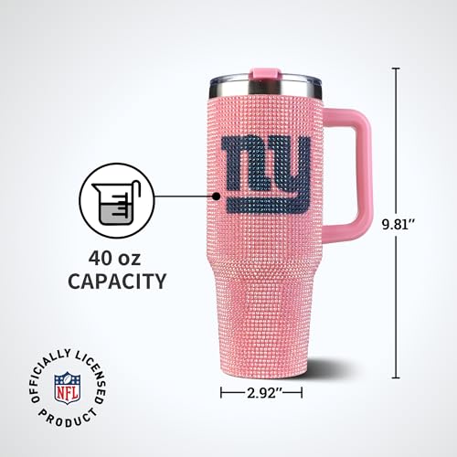 Image of The Memory Company Officially Licensed 40oz Pink Bling Game Day Tumbler, New York Giants