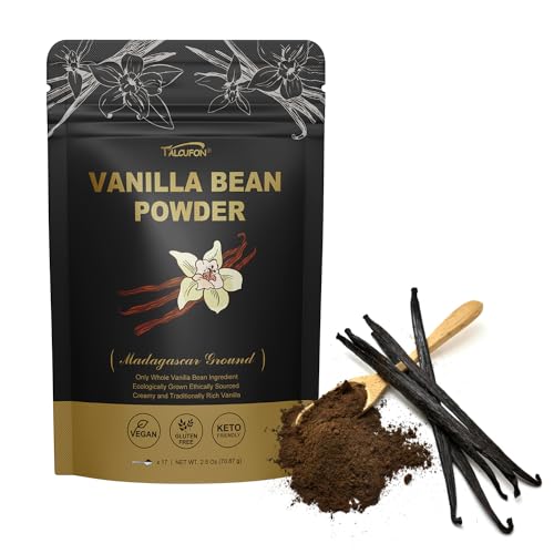 TALCUFON Madagascar Ground Vanilla Bean Powder, 100% Ground Vanil...