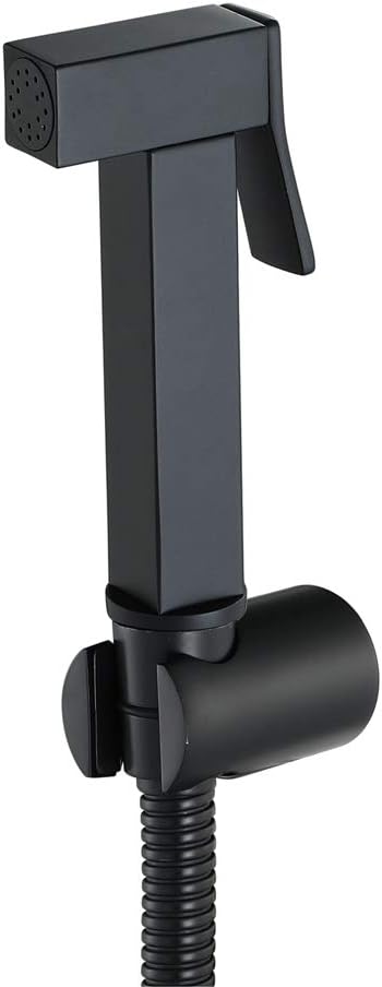 Bidet Sprayer with Single Cold Water Portable Cloth Diaper Washer Shower Sprayer Set Wall Mounted Bathroom Shower Bidet Tap for Personal Hygiene, Floor Cleaning,Chrome(Black)