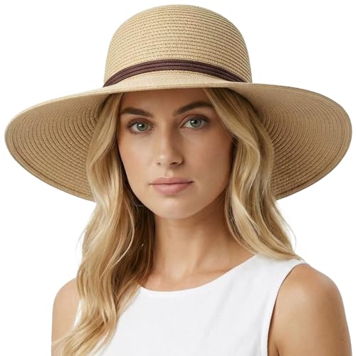 Sombrero de verano de paja grande con ala ancha para mujer miniatura 1