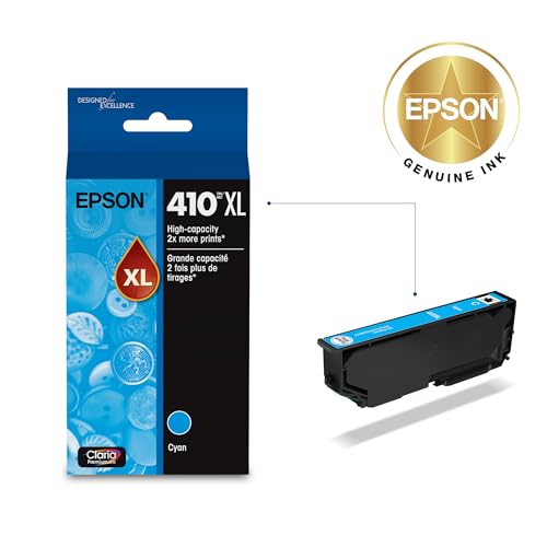 Image of EPSON 410 Claria Premium Ink High Capacity Cyan Cartridge (T410XL220-S) Works with Expression XP-530, 630, 640, 7100, 830