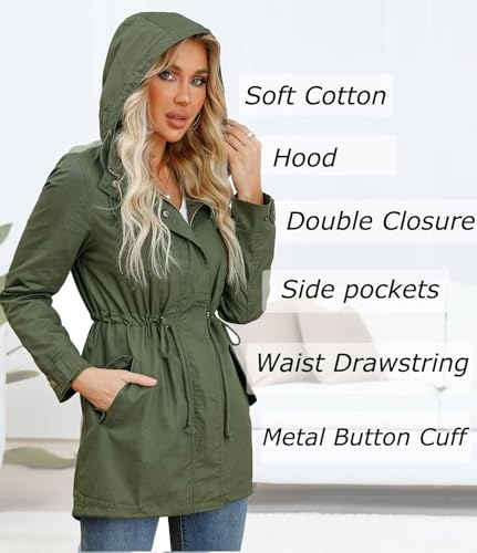 Women's Ligtweight Jackets Anorak Utility Drawstring Waist Hoodie Zip Up Fall Casual Coat with Pockets2