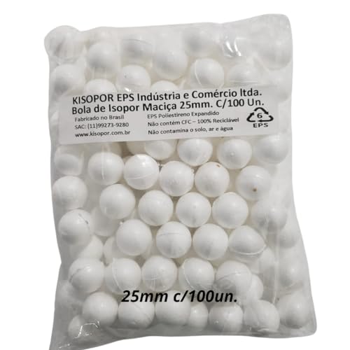 Bola de Isopor 25mm maciça com 100 unidades Kisopor