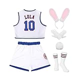 DORISUBE Women Lola #10 Jersey Space Movie Halloween Costumes Cheerleading Top & Shorts Outfit with 4pcs Accessories Crop Outfit Medium