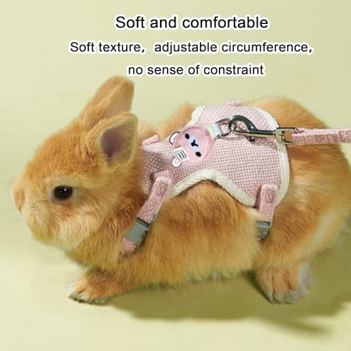 Image of 2-Pack Rabbit Harness and Leash Set - Adjustable Small Animal Vest Harness with Safety Buckle - Breathable & Lightweight - Ideal for Rabbits, Ferrets, Guinea Pigs, and Cats (Pink)
