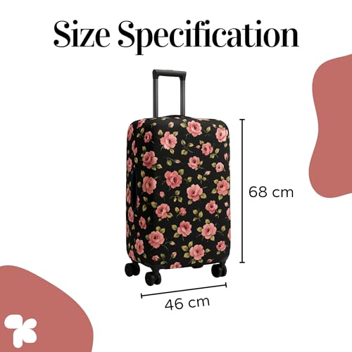 Image of AMPEREUS Trolley Bag Cover - Stretchless, Waterproof and Polyester Fabric with Flower Print Luggage Cover for Large Size Suitcase Luggage Cover (28 Inch)
