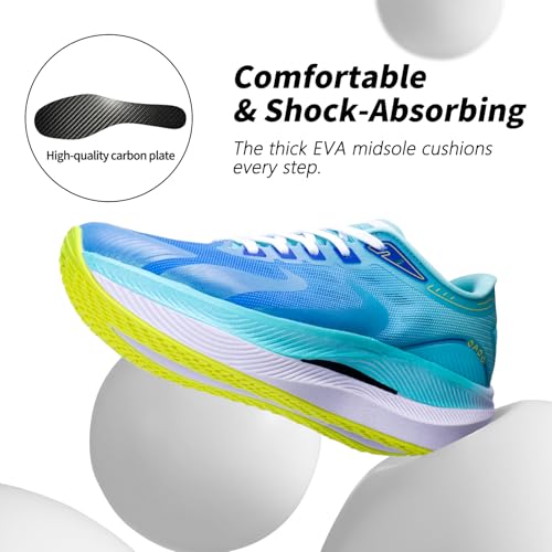 Image of Carbon Plate Marathon Running Racing Shoes Men Stable Support Shock-Relief Ultra-Light TPU Outsole Rebound Sneakers