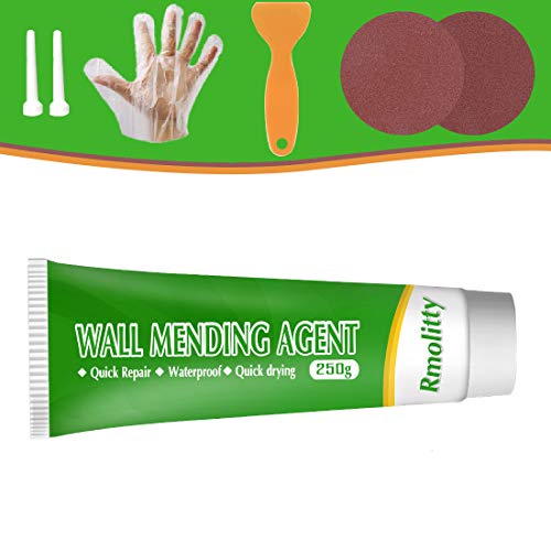 Wall Mending Agent, Drywall Patch Repair Kit with 8.8 oz, Self-Adhesive Patch, Quick & Easy Solution to Fill The Holes and Crack in Your Walls, Wood & Plaster (White 250g)