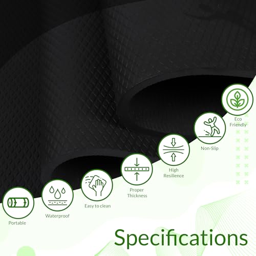 Image of Fitness Mantra EVA Yoga Mat for Home Workout & Yoga | 6mm Thick Exercise Mat with Anti-Skid Surface | Lightweight & Easy to Carry | Soft Cushion Workout Mat for Men & Women (Black)