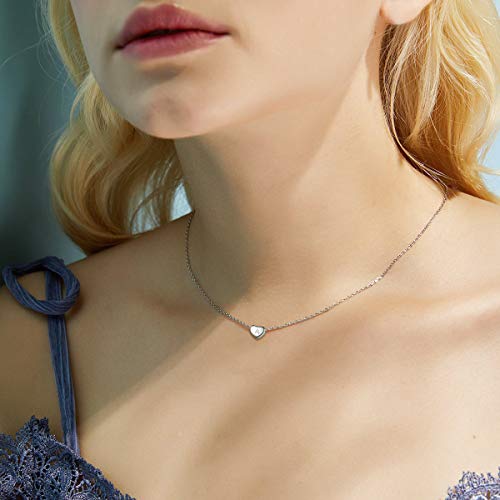 BriLove Personalized 925 Sterling Silver Dainty Small Tiny Initial Heart Pendant Choker Necklace Gift for Women Mothers Day/Valentines Day/Birthday/Christmas/Anniversary2