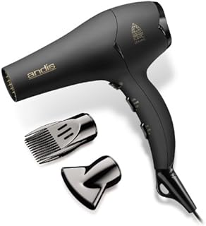 Andis 80480 1875-Watt Tourmaline Ceramic Ionic Salon Hair Dryer with Diffuser, Fast Dry Low Noise Blow Dryer, Travel Hairdryer for Normal & Curly Hair, Soft Grip, Black
