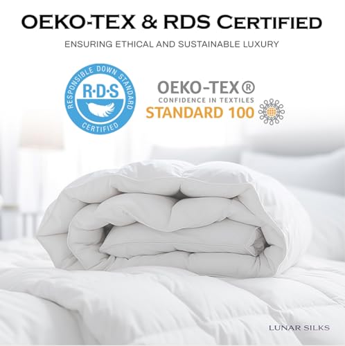 Lunar - Luxury Ethical Goose Down Comforter - All-Season, 400 Thread Count Ultra-Soft Sateen, RDS & Oeko-TEX Certified Duvet Insert with Eight (8) Corner Loops (King Size)