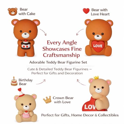 Image of CraftVatika Home Decoration Items for Living Room, Teddy Bear Miniature Valentine Day Gifts for Girlfriend Boyfriend Husband Wife, Teddy Bear Gift, Car Dashboard, Birthday Gifts for Women Man Kids