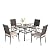 MIXPATIO Outdoor Patio Dining Set, 5 Pcs Patio Furniture Dining Table Chair, 4 Chairs and 1 Square Table(1.57" Umbrella Hole), for Garden, Lawn, Yards