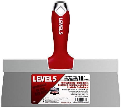10" Soft-Grip Stainless Steel Taping Knife - LEVEL5 | Pro-Grade | Metal Hammer End | 5-136