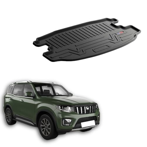 Image of 3D TPE Car Boot Mat for Scorpio N (2023 Onwards) Custom Fit, Heavy Duty & Anti-Slip Boot Mat | All Weather Resistant, Waterproof & Dustproof Trunk Liner, Car Dicky Mat for Scorpio