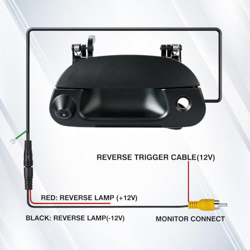 Image of Tailgate Handle Backup Camera Fit for Ford F150 F250 F350 F450 F550 Super Duty 1997-2007, Fit for Explorer Lobo 2001-2005 Tailgate Reversing Rear View Park Assist Camera RCA Plug 7L3Z-9943400AA