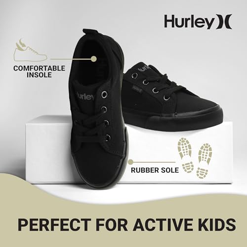 Hurley Finn Kids Lace Up Canvas Sneakers – Low Cut Skateboarding Shoes for Kids, Sports Shoes for Boys and Girls2