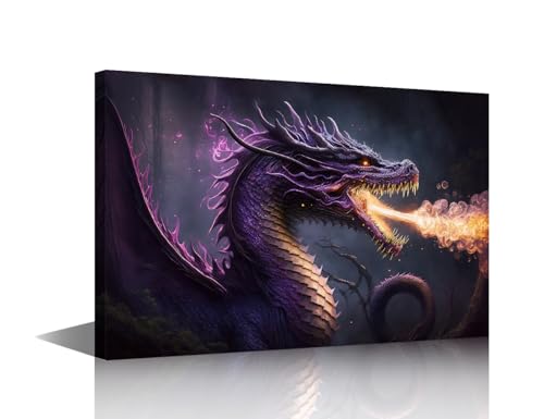 Tableau dragon de feu prêt à être accroché pour habiller un mur vide