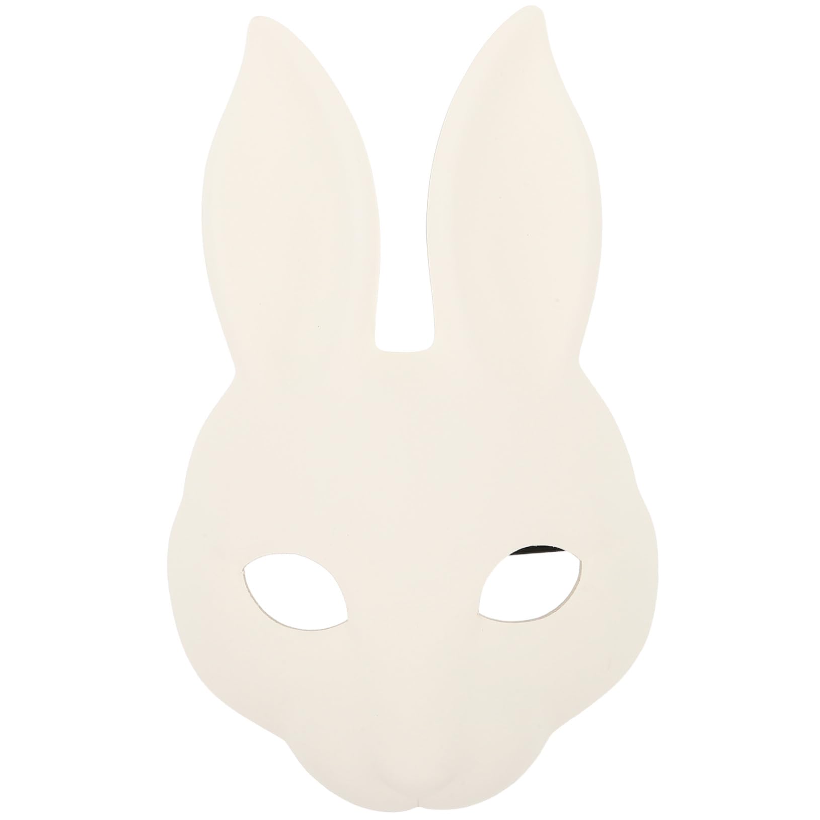 DEARMAMY White Bunny Mask DIY Paintable Half Face Rabbit Masquerade Cosplay