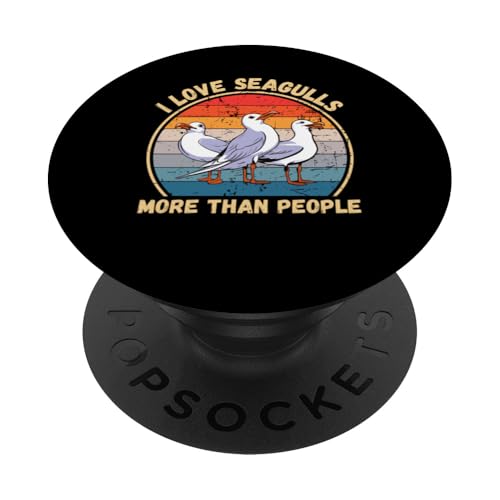 Vintage I Love Seagulls More Than People gabbiani amanti degli uccelli PopSockets PopGrip Intercambiabile