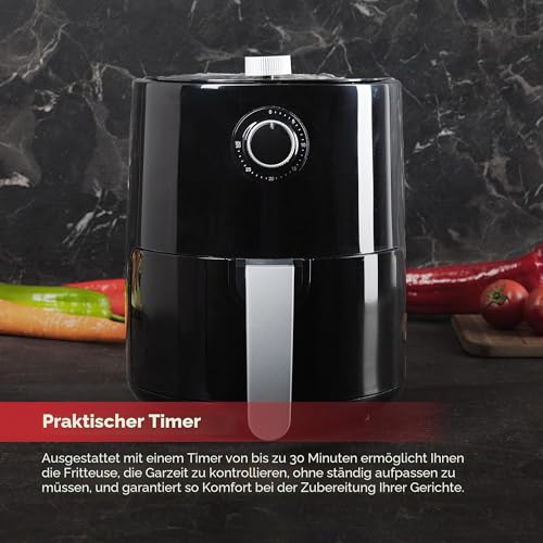 Z SwissHome PETIT - Heißluftfritteuse 2.5L 1200W - Temperatur 80-200°C - Timer 30 Min - Herausnehmbarer Korb - Fritteuse ohne Öl… – Ansicht 5