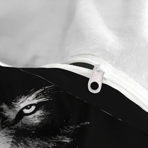 Housses de couette 3D loup noir en microfibre durable pour lit 2 personnes - 5