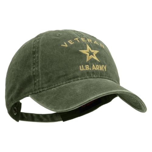 e4Hats.com U.S. Army Veteran Military Embroidered Washed Solid Pigment Dyed Cotton Twill Brass Buckle Cap - Image 6