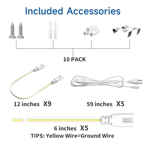 Image of SHINESTAR 4FT Led Shop Lights, 40W 5000LM 5000K LED Shop Light Super Bright 75% Energy-Saving Linkable T8 Light Tube Integrated Fixture for Workshop Garage Basement, 10 Pack